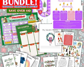 Catholic Advent Christmas Printable Mega Bundle /  Digital Catholic Christmas kids / Advent Wreath / Liturgical / Advent Candle / Catholic