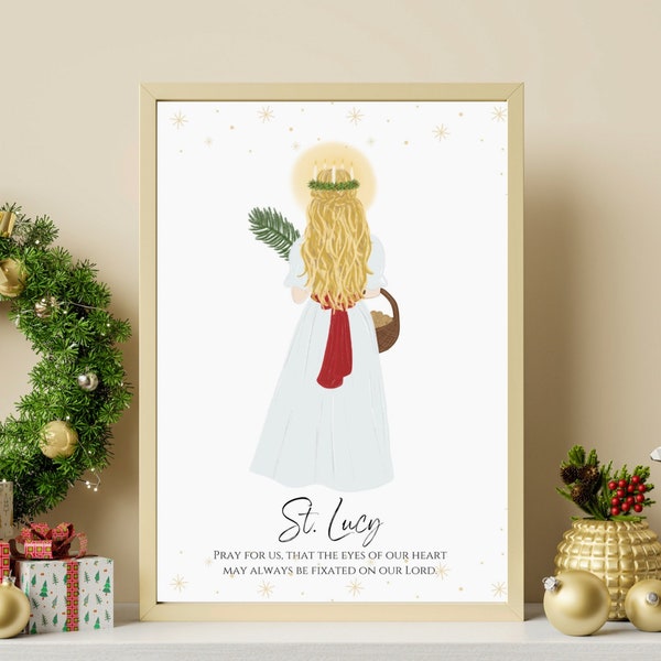 St. Lucy Print / Saint Lucy Printable / Catholic Saint Catholic Art / Saint Card / Homeschool / Catechesis / Catholic gift / Baptism gift