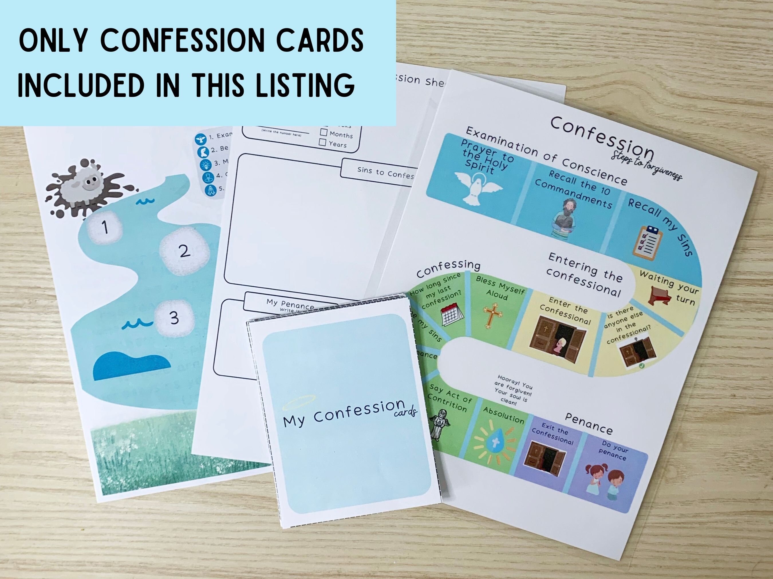 Confession Catholic Kids Cards / Printable Kids Reconciliation - Etsy ...