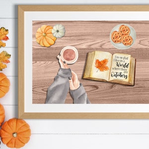 Póster de otoño: arte de acuarela Montessori imprimible para el aula. Impresión digital del tablero de la temporada de calabazas de otoño