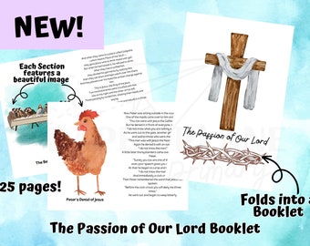 The Passion Booklet Palm Sunday Easter Lent Printable | Catholic Lent | Catholic Kids | Catholic Easter | Catholic gift | Christian Easter