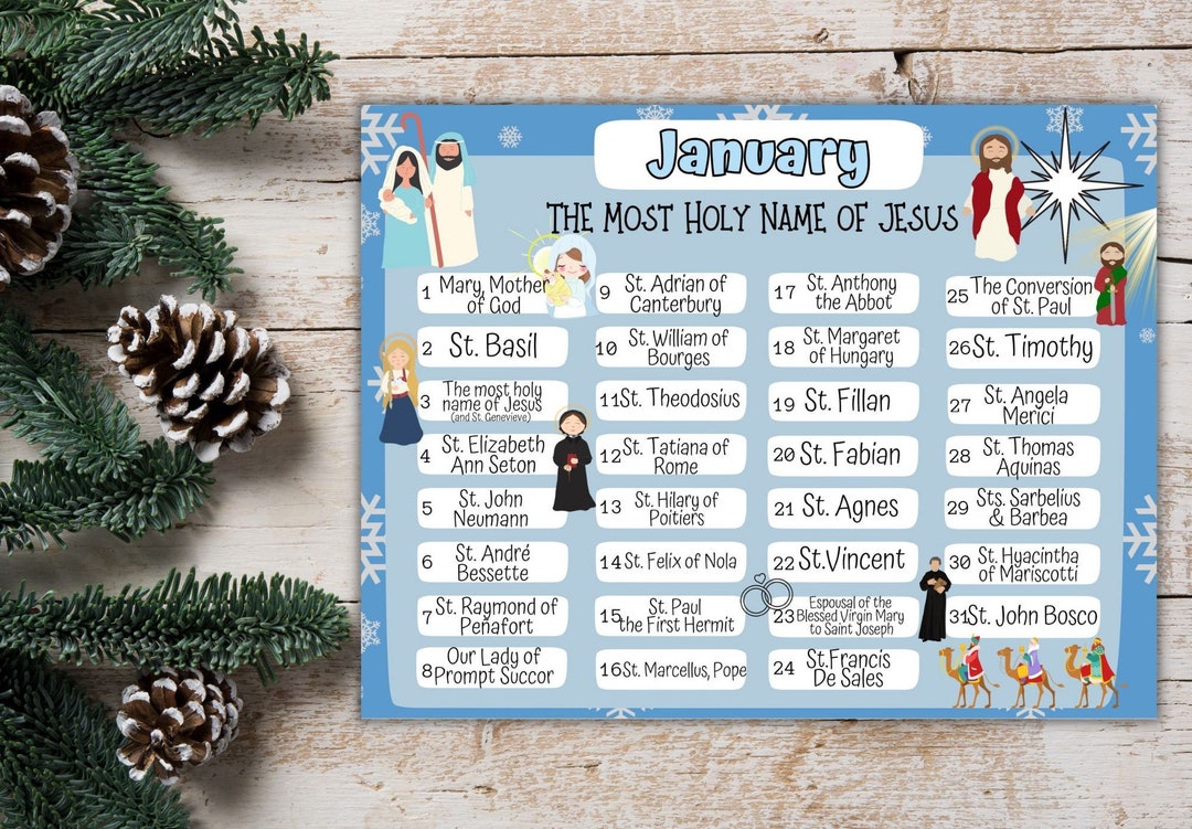 January Saints Feast Day Printable Calendar Catholic St. Paul, Saint