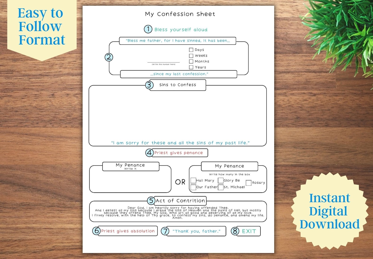 Sheet Confession Catholic Kids / Printable Kids Reconciliation ...