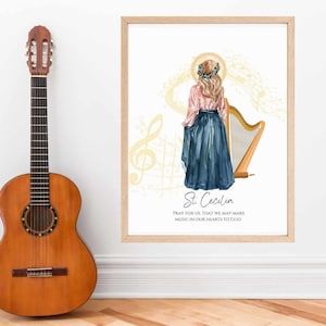St. Cecilia Print / Heilige Cecilia / Katholische Heilige Katholische Kunst / Heilige Musik / Hausschule / Katechese / Katholisches Geschenk / Taufe