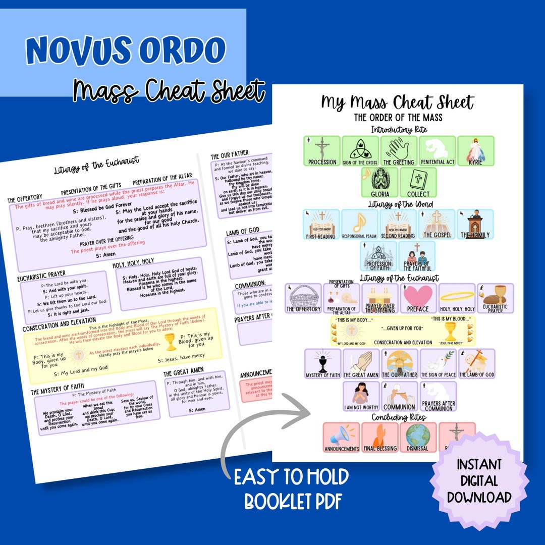 Mass Cheat Sheet ENGLISH | Catholic Printable Missal | Kids Catholic ...