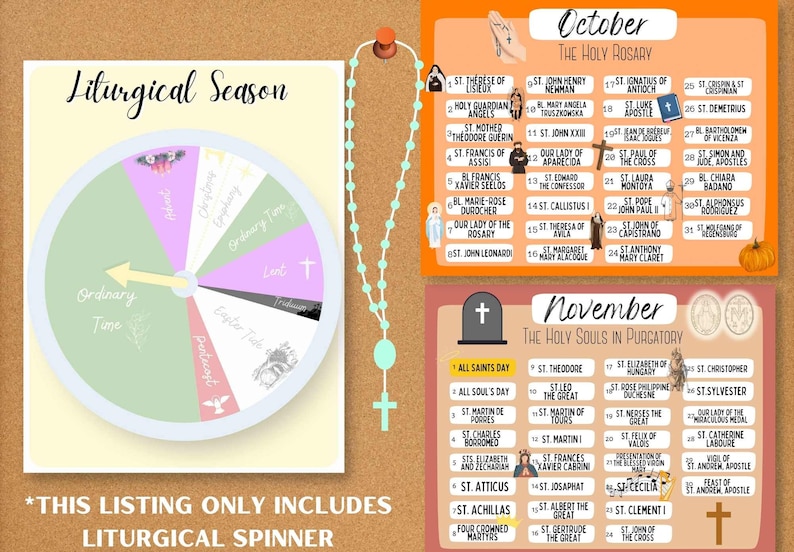 Liturgical Wheel Spinner Board Printable Classroom Teaching - Etsy