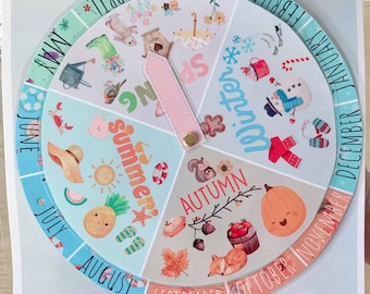 Seasons Wheel Spinner Board / Printable Seasons / Homeschool Seasons / Classroom Seasons / Classroom Months / Preschool Activity
