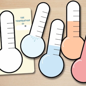 Termómetro - COLORES PASTEL Temperatura diaria del aula para estudiantes, jardín de infantes, Montessori, educación en el hogar, enseñanza Decoración imprimible