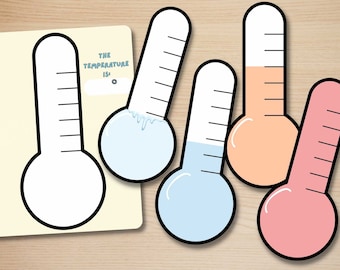 Thermometer- PASTEL COLORS classroom daily temperature for students, kindergarten, Montessori, homeschool, teaching printable decor