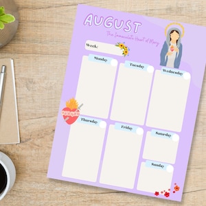 Catholic Planner Printable Daily pages. Liturgical Calendar Planner. Catholic Weekly Planner pages. Homeschool, Montessori, Catechesis