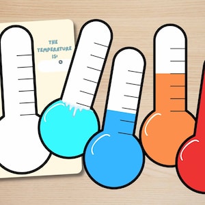 Thermometer- BRIGHT COLORS classroom daily temperature for students, kindergarten, Montessori, homeschool, teaching printable decor