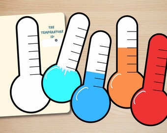 Thermometer- BRIGHT COLORS classroom daily temperature for students, kindergarten, Montessori, homeschool, teaching printable decor