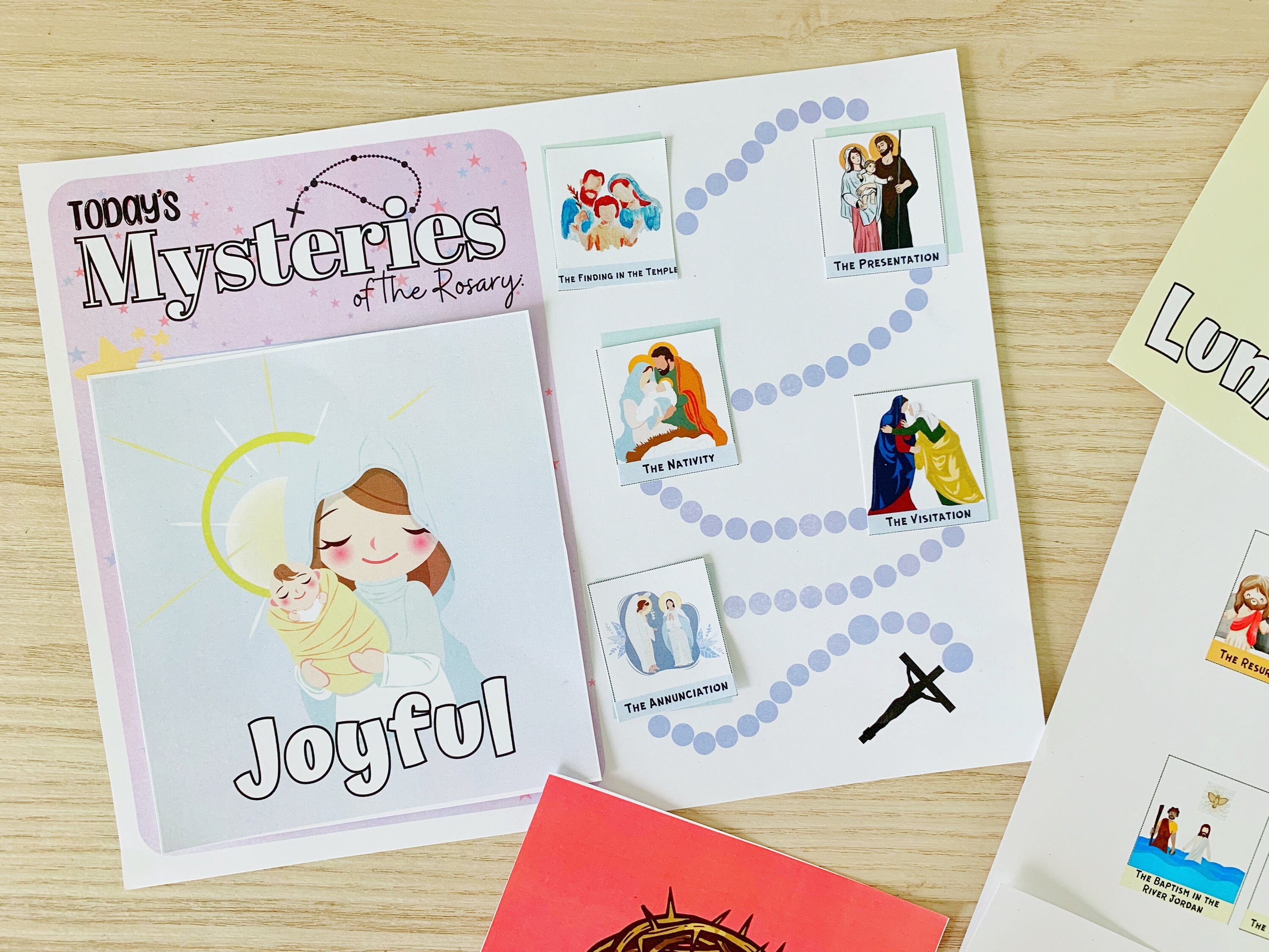 Printable Rosary for Kids | Interactive with Mysteries | Catholic kids | Mysteries of the Rosary | Digital Rosary Worksheet |