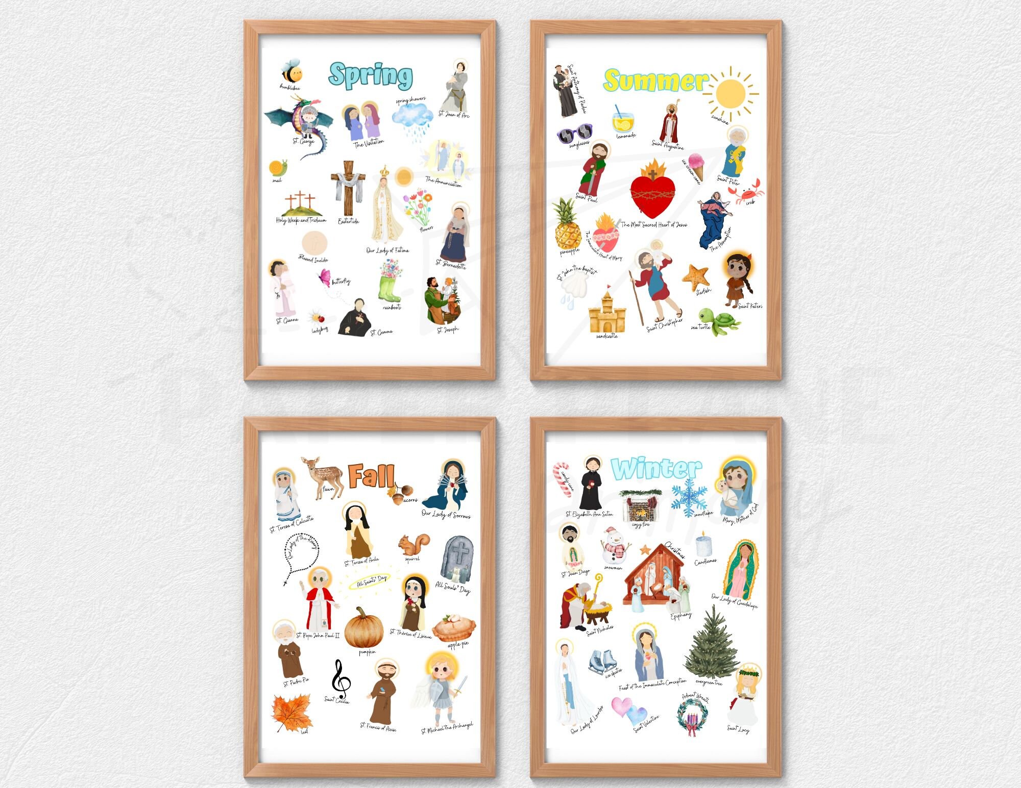 Catholic Printable Seasons Montessori Poster Set Catholic Saints Saint ...