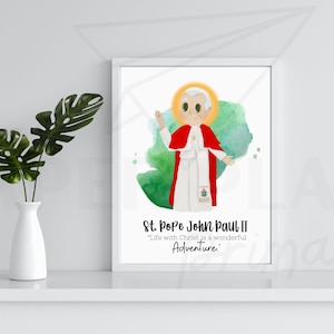Stampa di San Giovanni Paolo II, Santo Cattolico / Stampabile per Bambini Cattolici / San Giovanni Paolo II / Arte Cattolica Biglietto di San / Regalo Cattolico per Battesimo