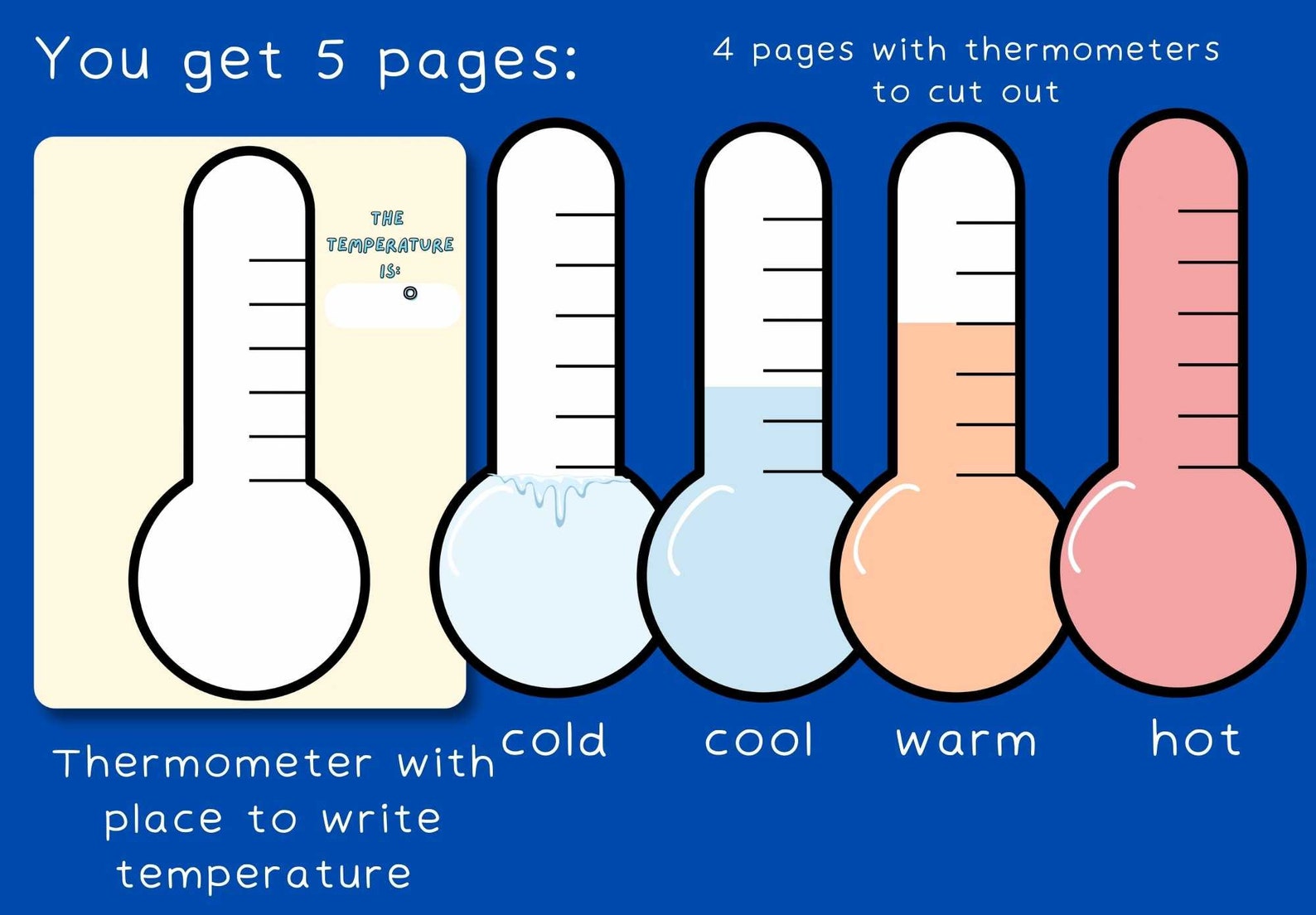 Thermometer PASTEL COLORS Classroom Daily Temperature for Students
