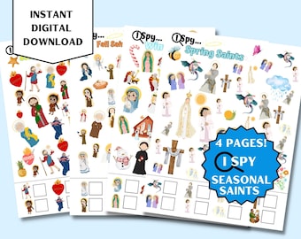 Catholic Kids Saints Printable Worksheet I SPY / Catholic Activity / Catholic Homeschool / Catholic Kids / Early education