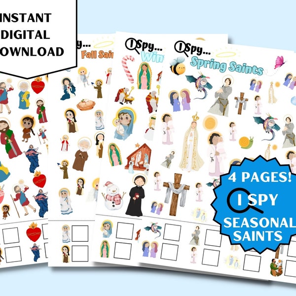 Catholic Kids Saints Printable Worksheet I SPY / Catholic Activity / Catholic Homeschool / Catholic Kids / Early education