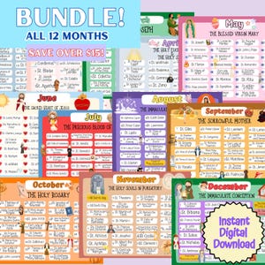 All Saints Feast Day Printable Calendar | All 12 Months | Catholic Calendar | Liturgical Calendar