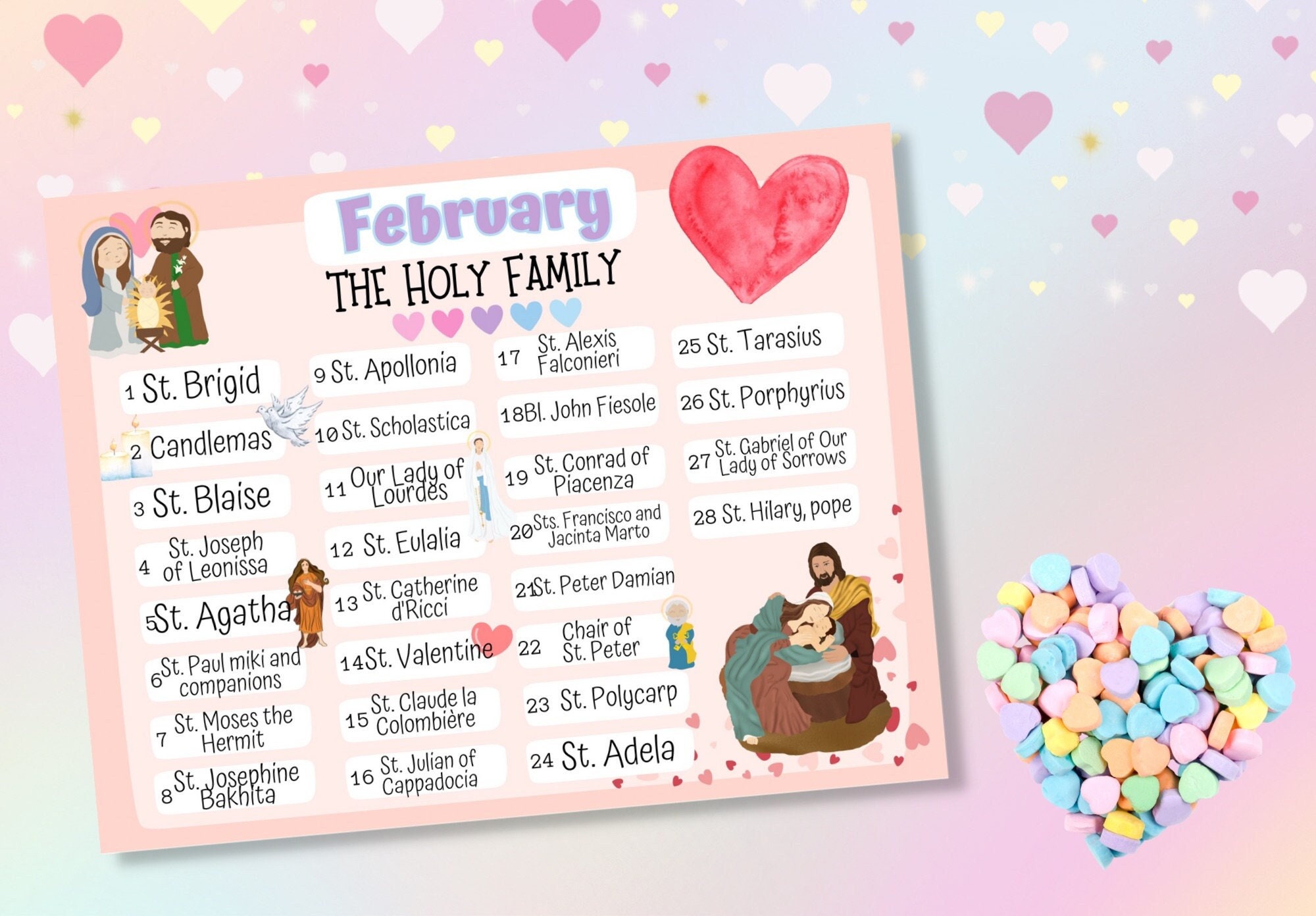 February Saints Feast Day Calendar / Printable Catholic Liturgical February Saints Feast Day Calendar / Printable Catholic Liturgical