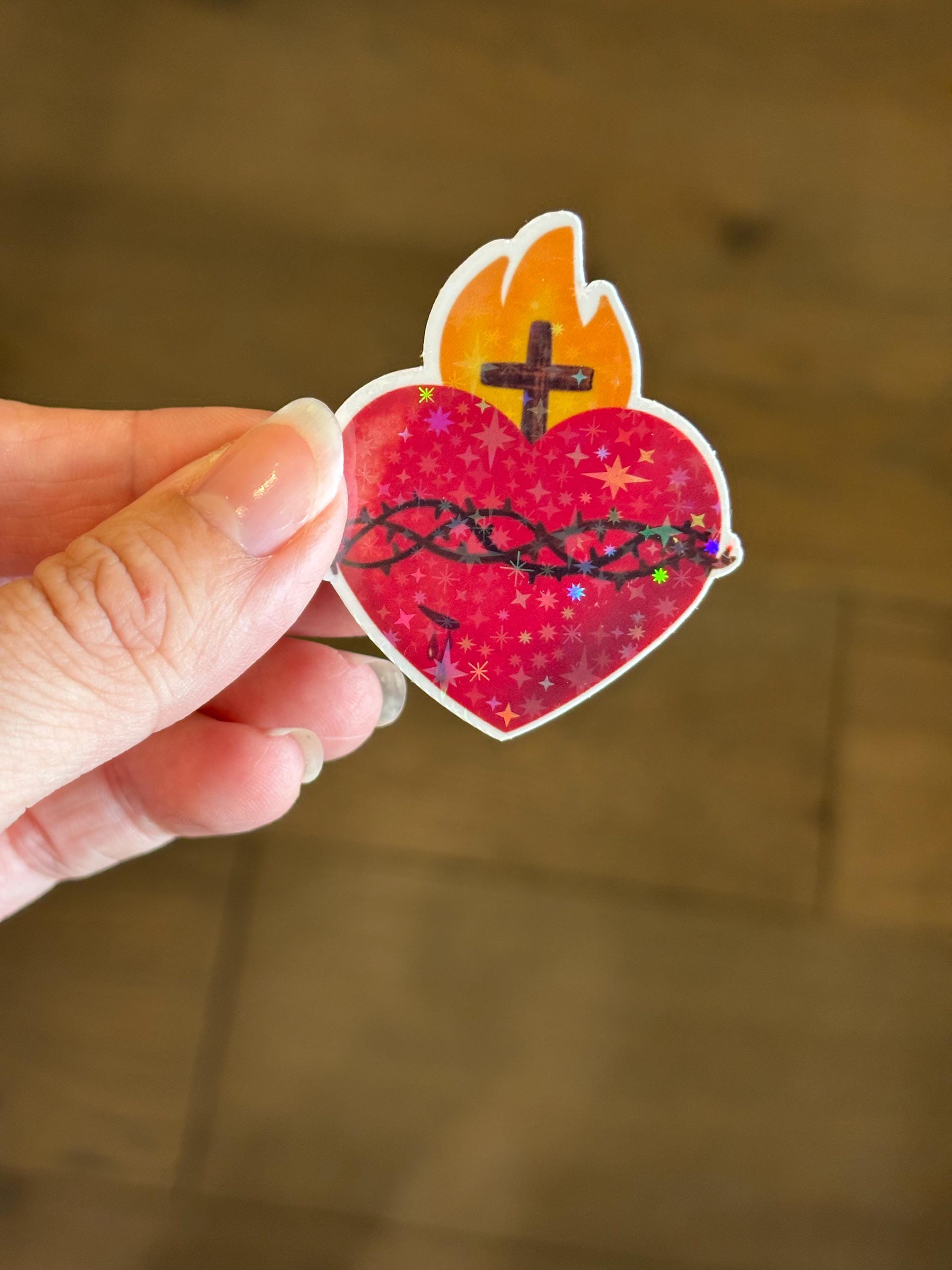 Sacred Heart Sticker 3 Pack Catholic Sticker Catholic Gift Etsy