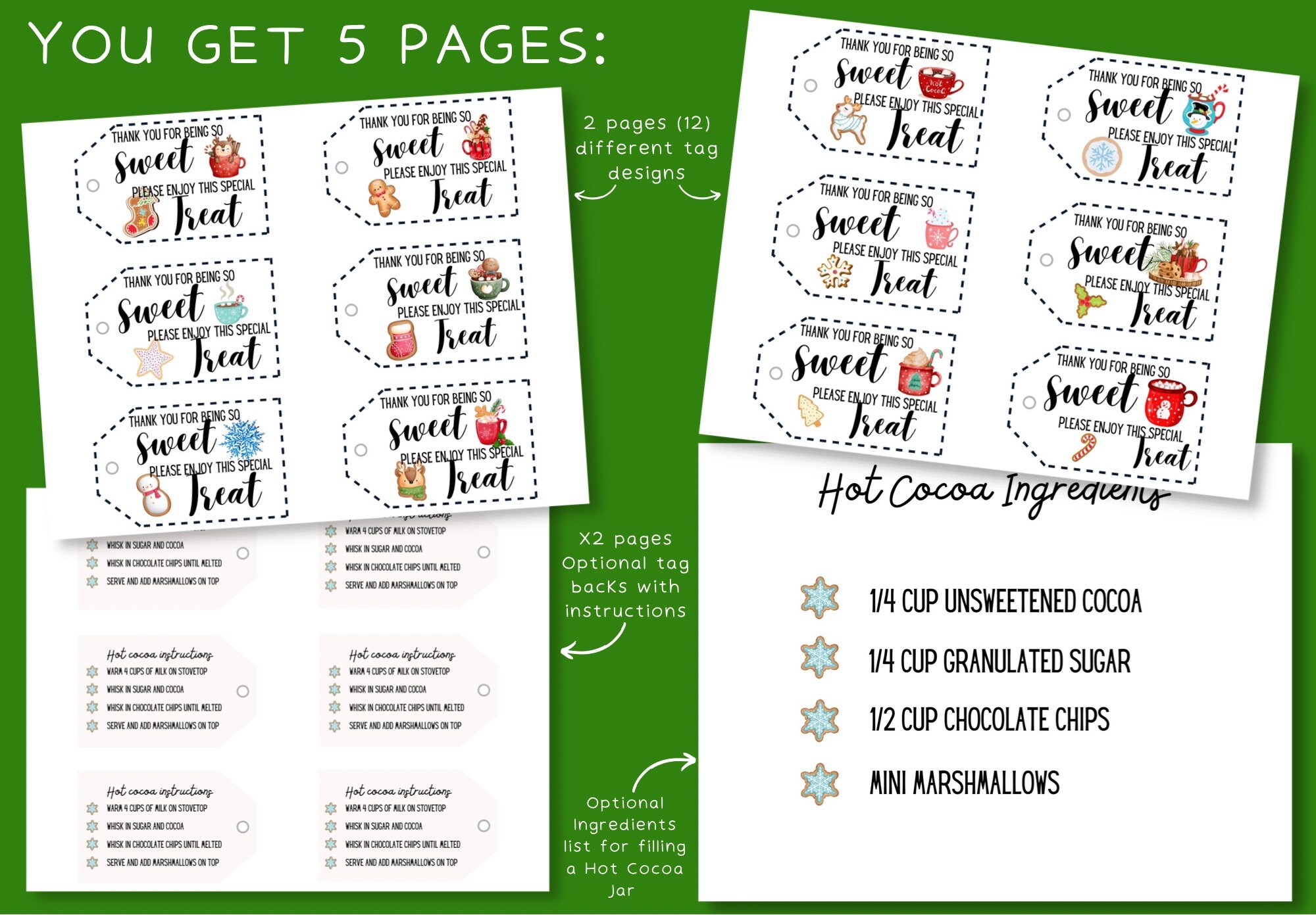 HOT COCOA Tags Printable / Printable Teacher Gift Tags / Teacher Gift