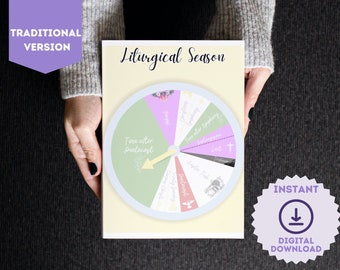 Liturgical Wheel spinner board Traditional | Printable Catholic | Liturgical Calendar | Catholic Kids | Catholic Calendar