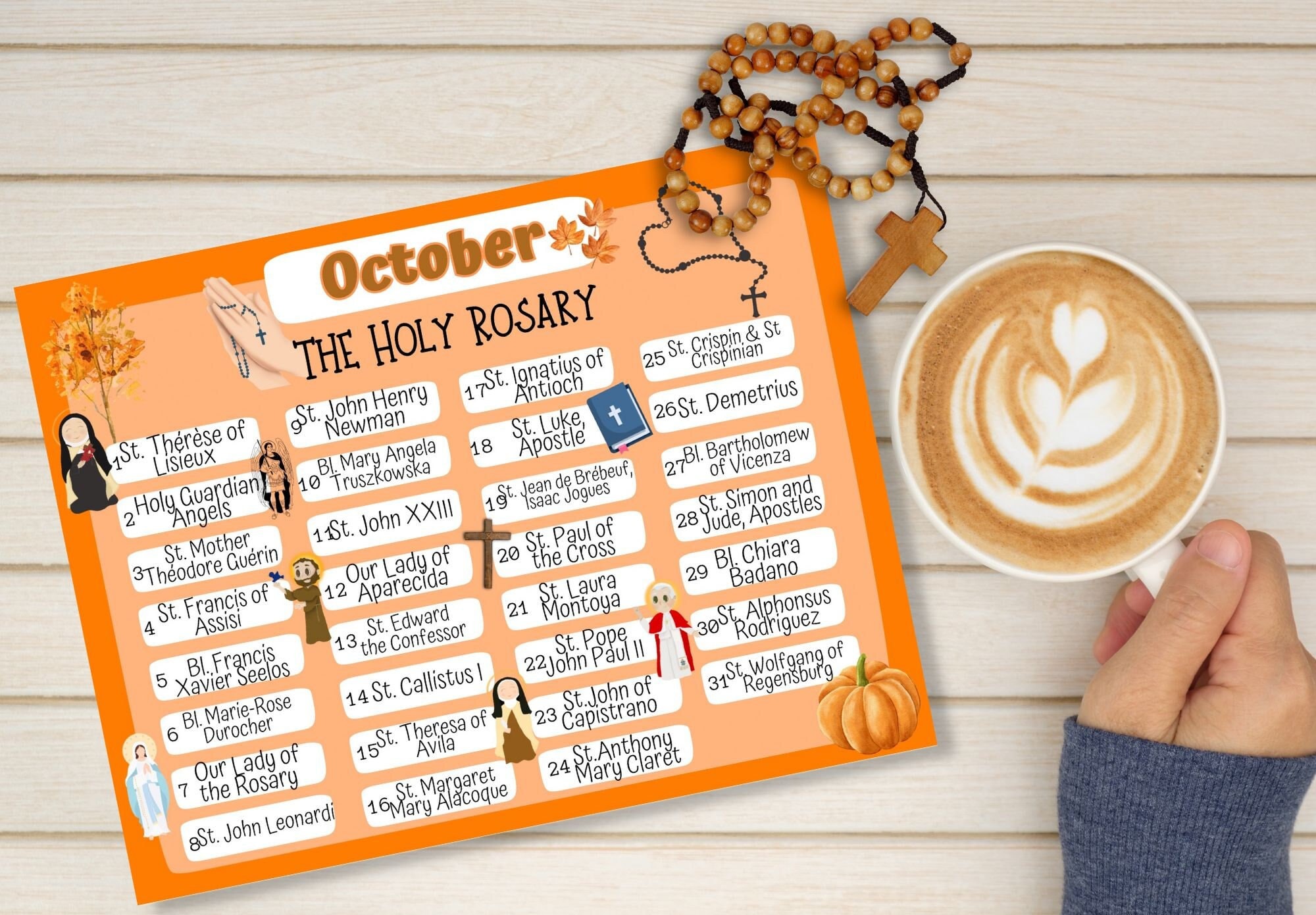 October Saints Feast Day Calendar / Printable Catholic Liturgical