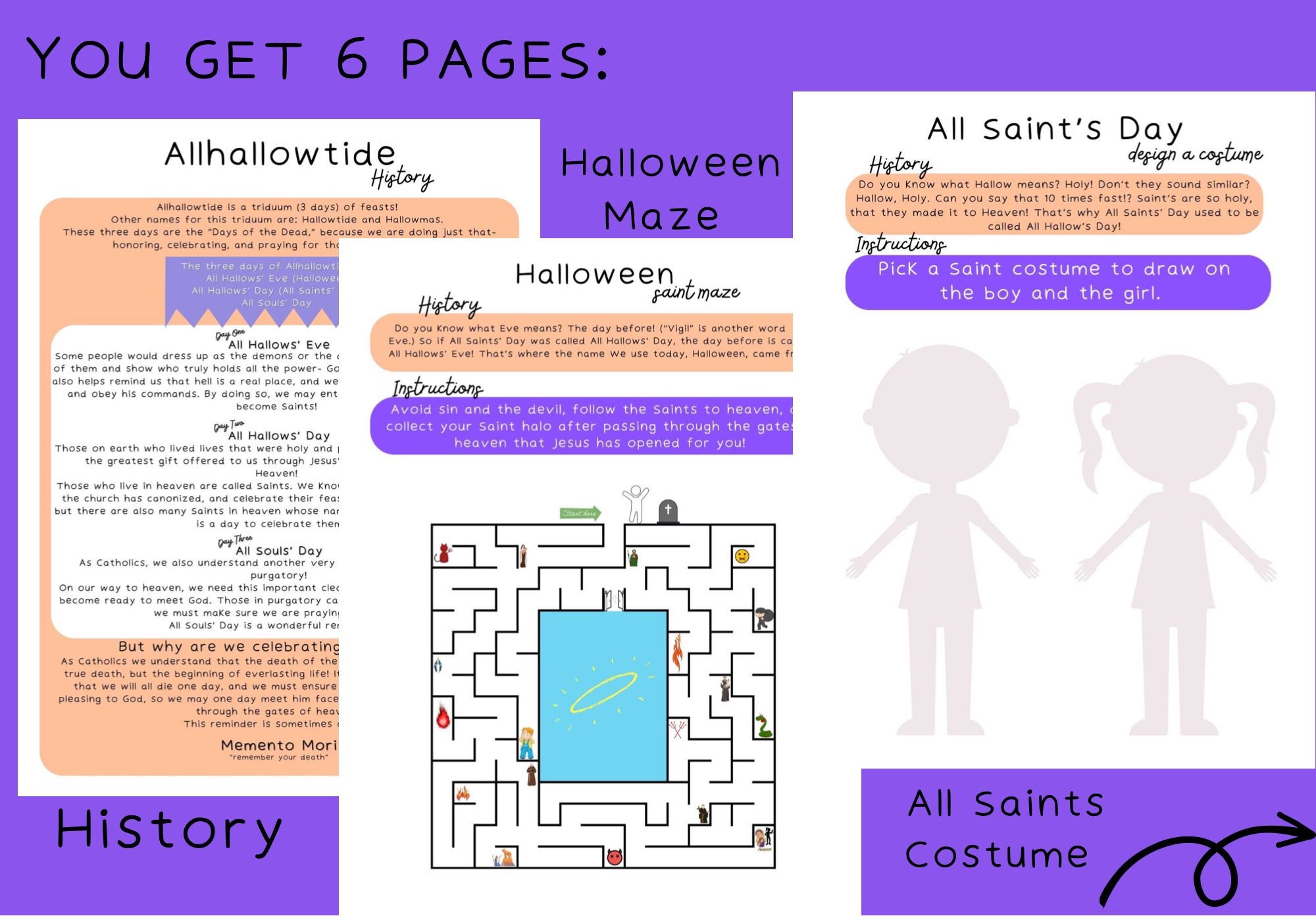 All Saints Day Catholic Kids Activity Printable Worksheet Digital ...