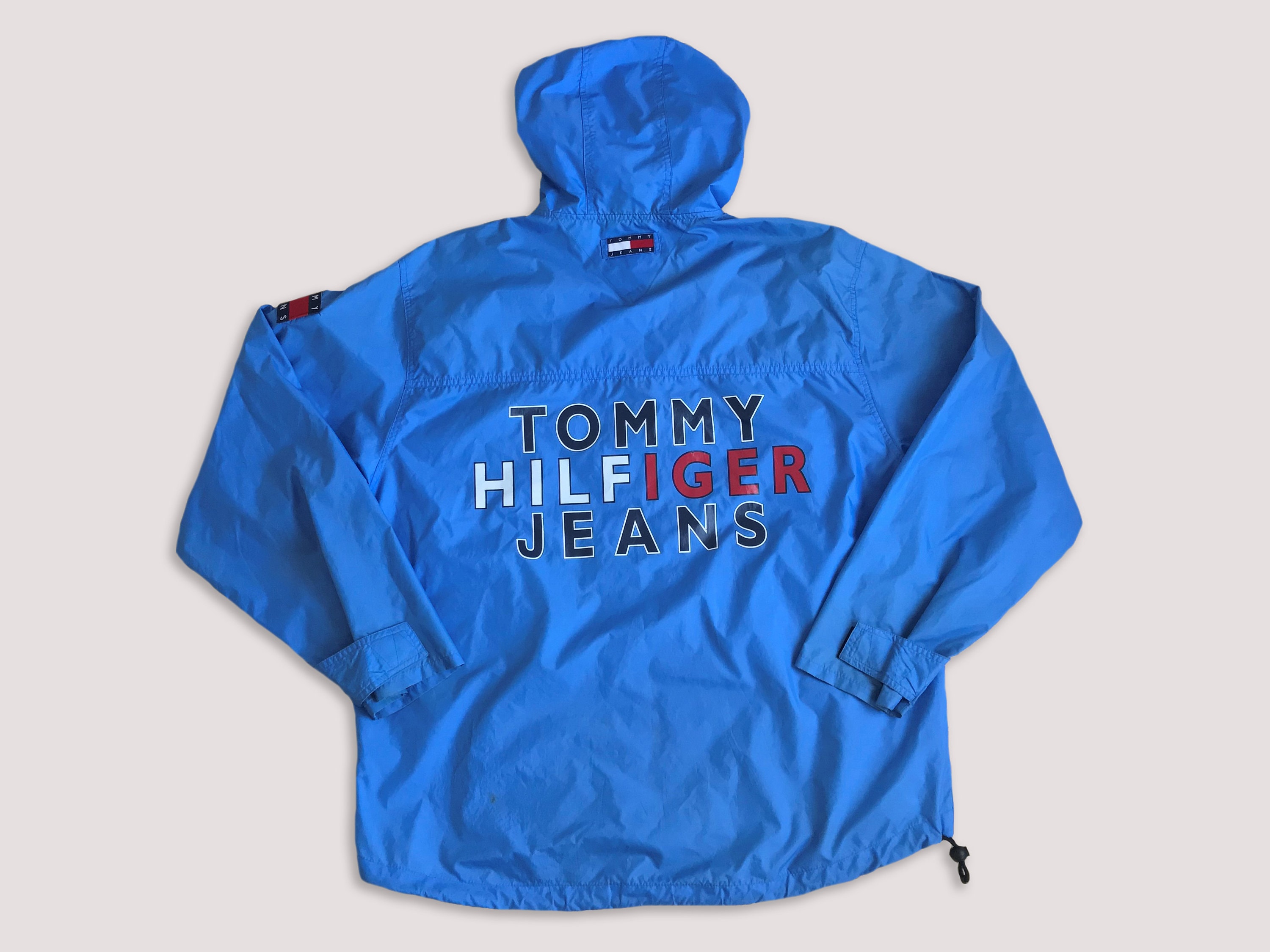 Tommy Hilfiger Jeans vintage spell out rits hals hooded sherpa fleece M L Kleding Herenkleding Hoodies & Sweatshirts Hoodies 