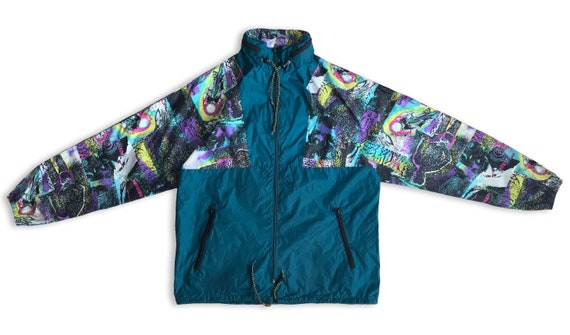 Vtg 90s Multicolor Windbreaker Jacket • 80s Vinta… - image 5