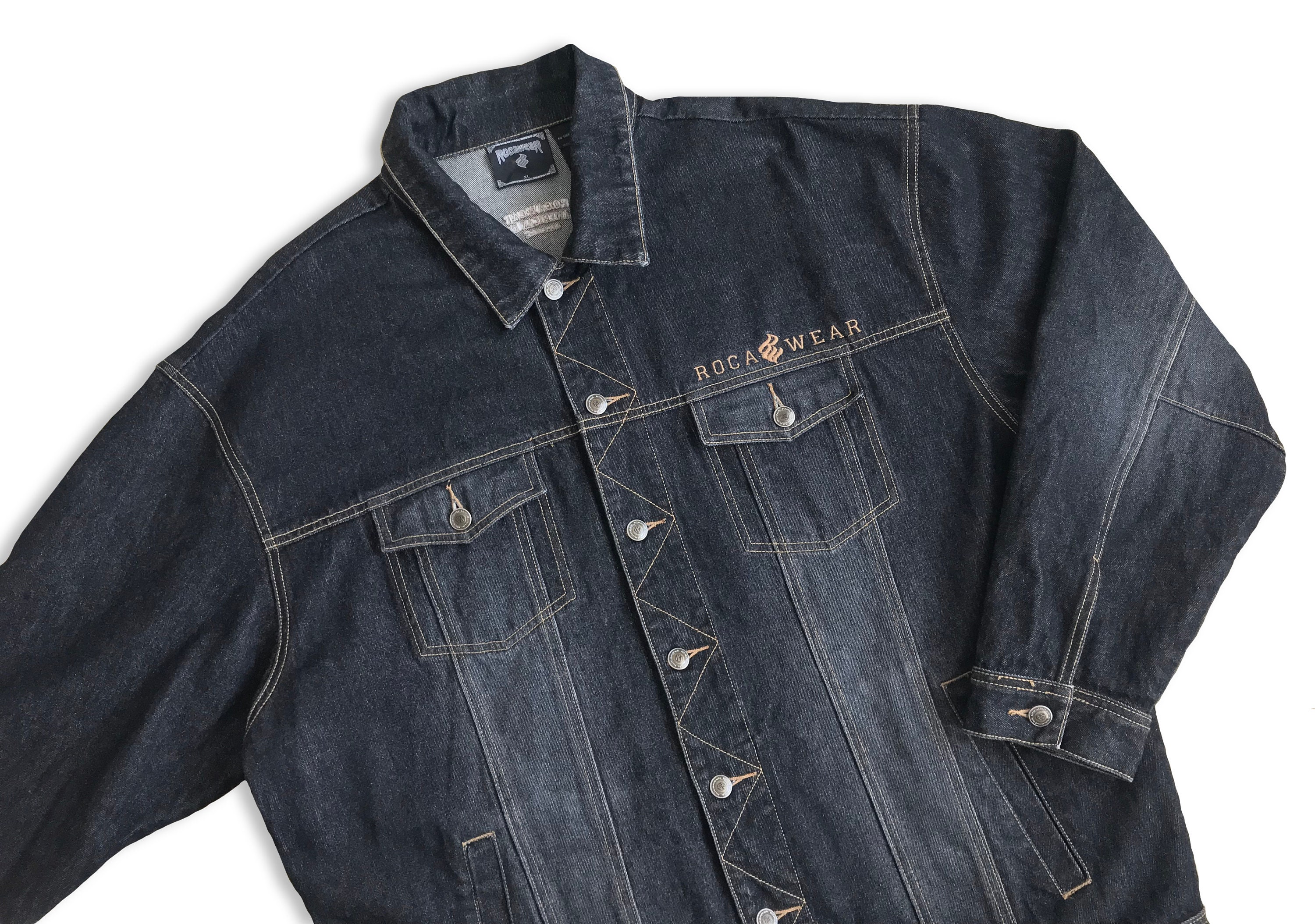 Vintage 90s ROCAWEAR Jacket Denim Jeans SAMPLE • 80s Retro Vintage 90s ROCAWEAR Jacket Denim Jeans SAMPLE • 80s Retro