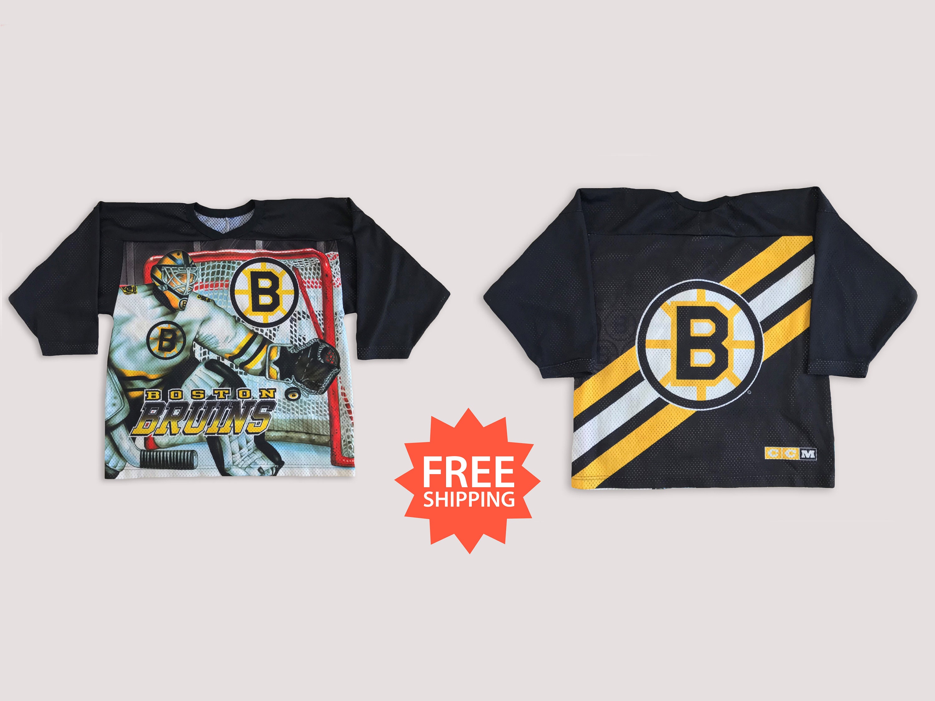 Boston Bruins NHL Vintage CCM Ice Hockey Jersey Shirt Black Gold Mens Small  S