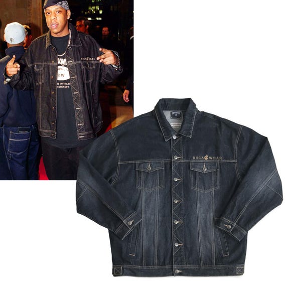 Vintage 90s ROCAWEAR Jacket Denim Jeans SAMPLE • 80s Retro Vintage 90s ROCAWEAR Jacket Denim Jeans SAMPLE • 80s Retro