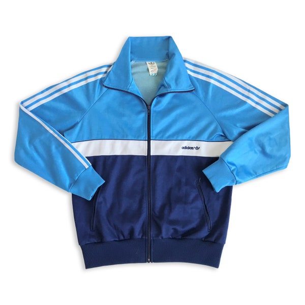 Vintage 80s ADIDAS track jacket • 90s Retro Old school Crewneck Sweatshirt Hoodie Joggers Windbreaker Color block Streetwear Navy Boxy /sz M