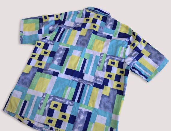 Vtg 80s Multicolor button up shirt • 90s Vintage … - image 6