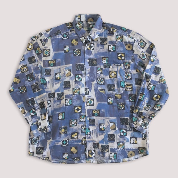 Vtg 90s Multicolor Button up shirt Long sleeve • … - image 1
