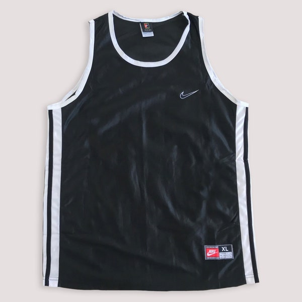 Vtg 90s NIKE basketball jersey • 80s Hip hop Rap Vintage Retro Old school Nba Hilfiger Karl Kani Starter Jordan Above Boxy Black / size XL