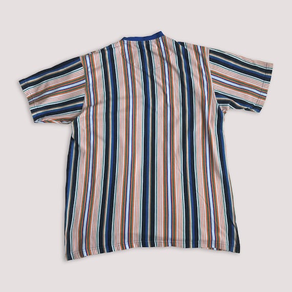 Vtg 90s Striped Multicolour t shirt • 80s Hip Hop… - image 3