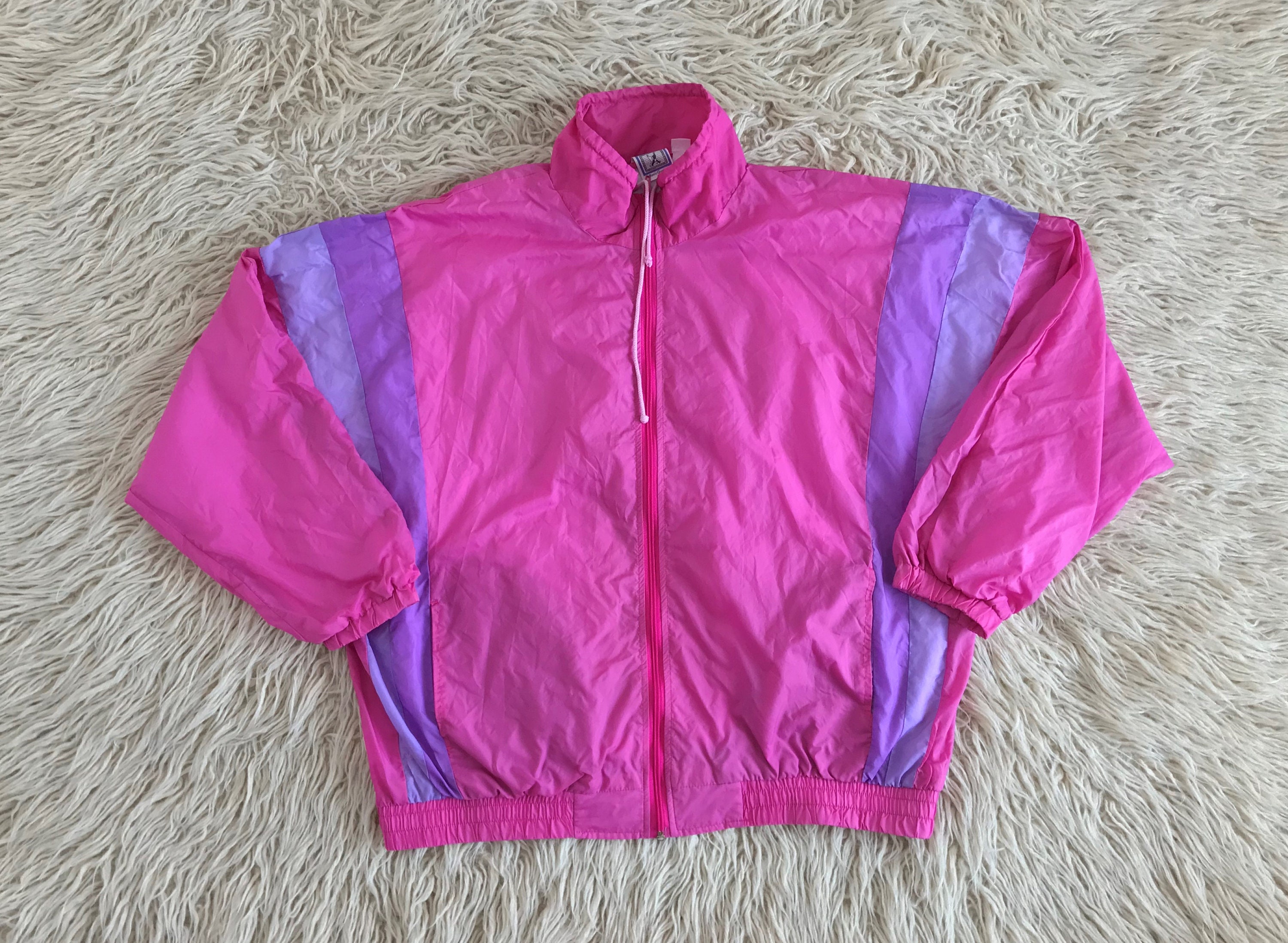 Vtg 80s Pink Shell windbreaker suit jacket pants joggers 90s | Etsy