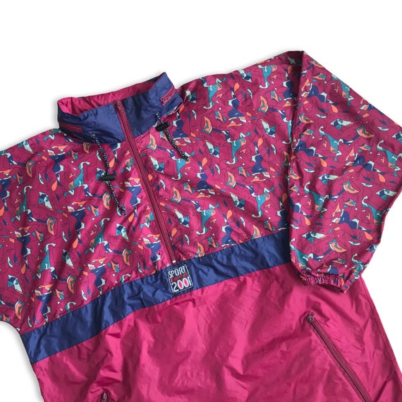 Vtg 90s Windbreaker jacket raincoat • 80s Hip Hop… - image 3