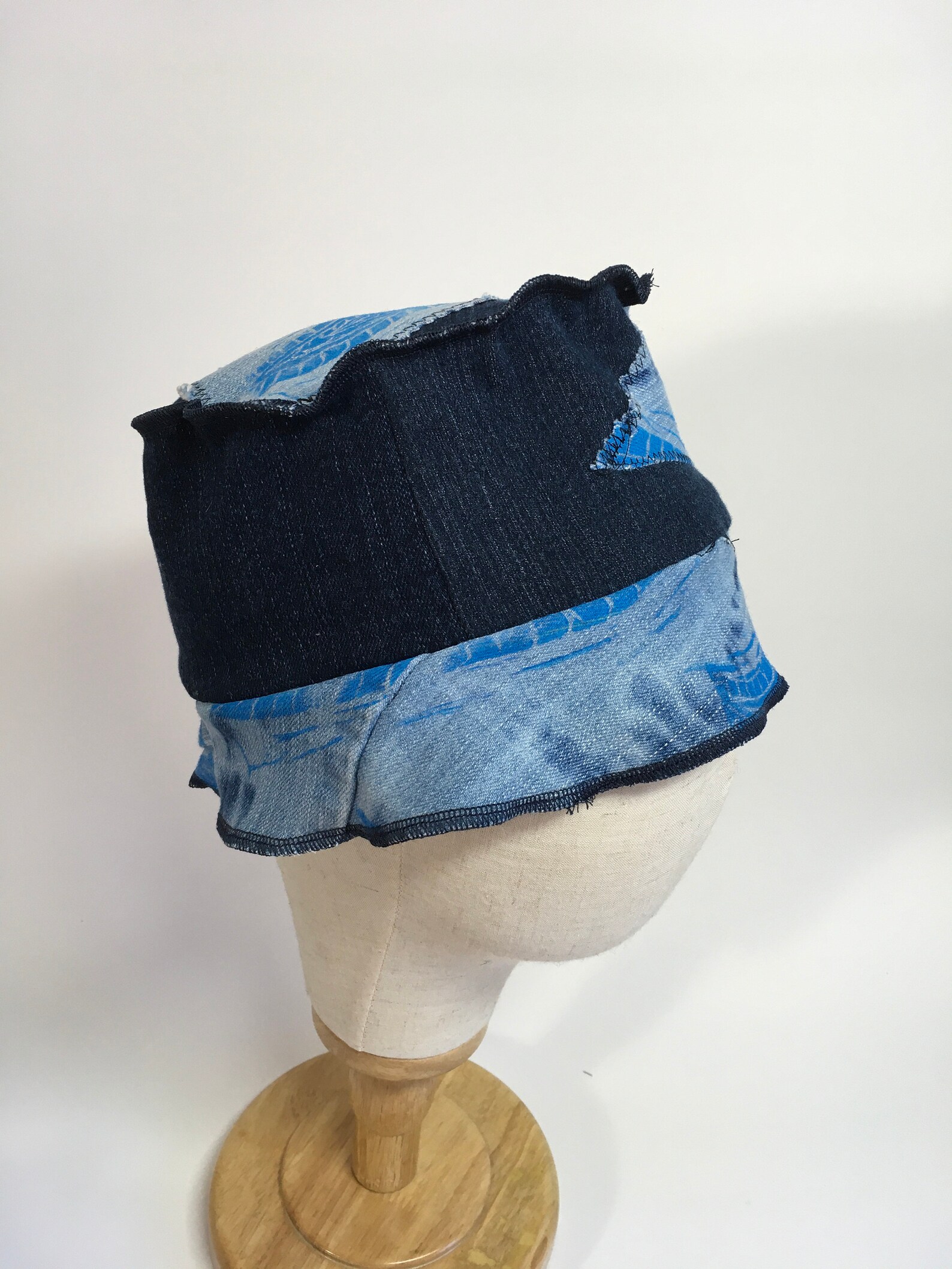 Denim upcycled stretch bucket hat adult one size ooak Etsy