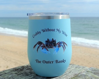 Outer Banks Wine Tumbler: OBX Crab Insulated Stainless Steel Tumbler