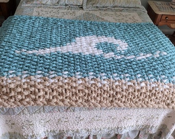 Wave Knitting Pattern and Tutorial Instructions, Chunky Knit Blanket Knitting Pattern, Coastal Ocean Wave Chunky Blanket Pattern