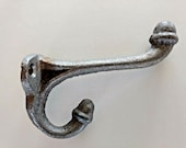 THREE cast iron wall coat hooks, 3 vintage style rustic towel hooks for farmhouse decor