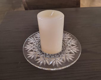 Waterford Crystal Bethany Pillar Candleholder with Candle, Discontinued Piece