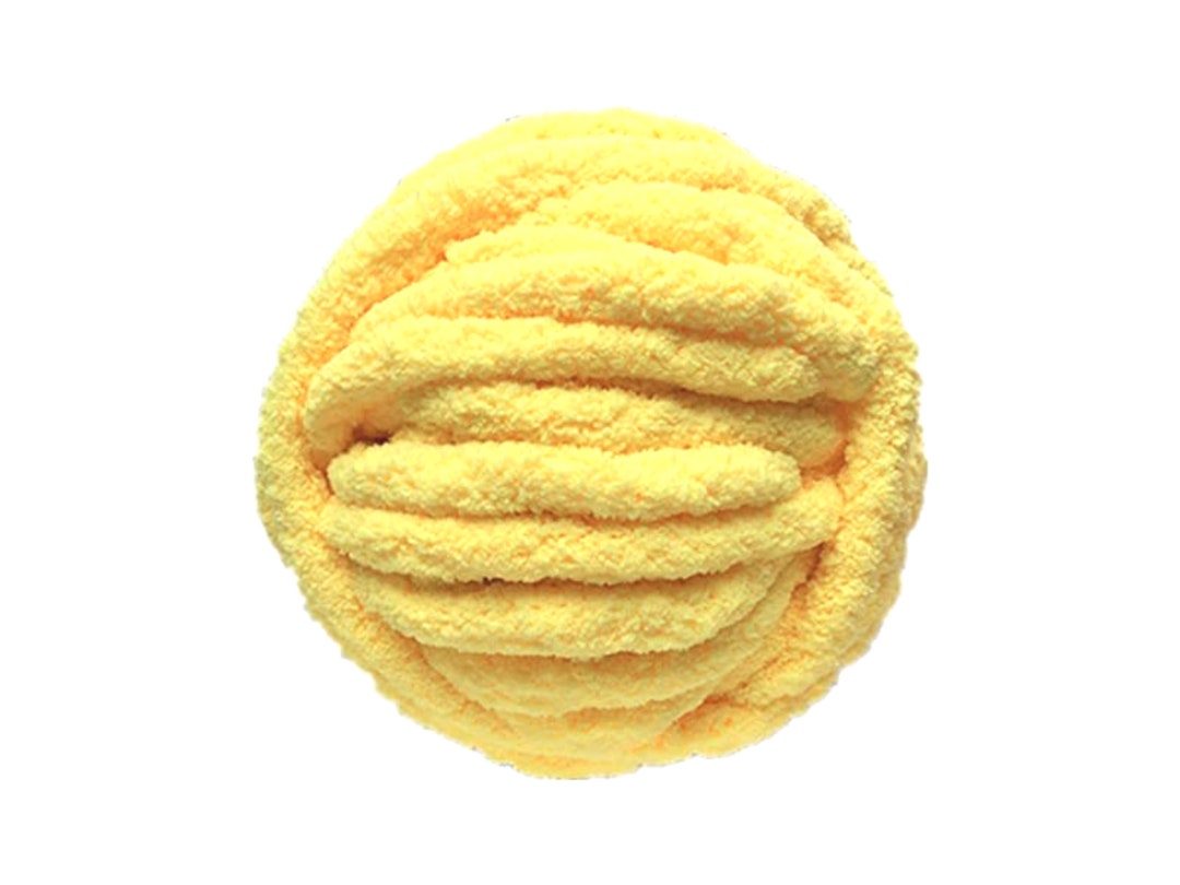 Yellow Chunky Blanket Yarn, Jumbo Chenille Yarn for Finger Knitting, 7