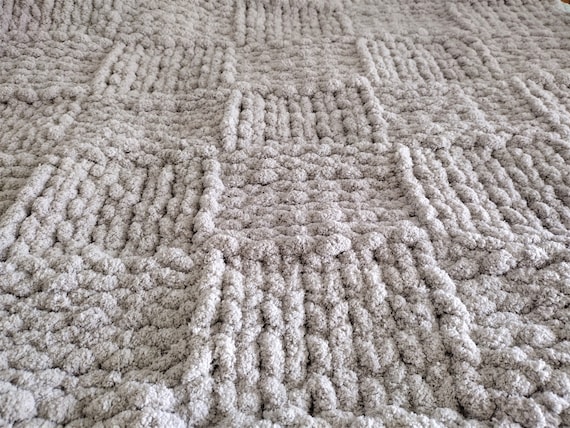 Chunky Knit Blanket Knitting Pattern, Basket Weave Knitting Pattern and Tutorial Instructions, Chunky Throw Blanket DIY