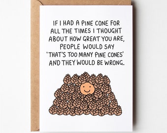 Funny birthday card, pine cone card, funny anniversary card, better together, funny boyfriend birthday card, greeting cards, funny love card