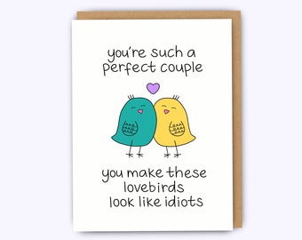 Funny wedding card, love birds, wedding card, funny engagement card, parents anniversary card, friends anniversary card, wedding, engagement